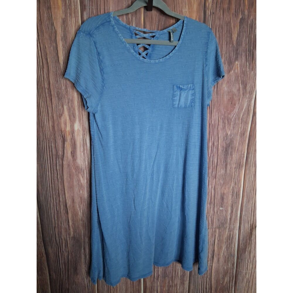 New directions short sleeve blue t shirt dress size large coastal comfy everyday